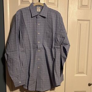 Brooks Brothers long sleeve button down Blue Plaid Dress Shirt size 17 36
